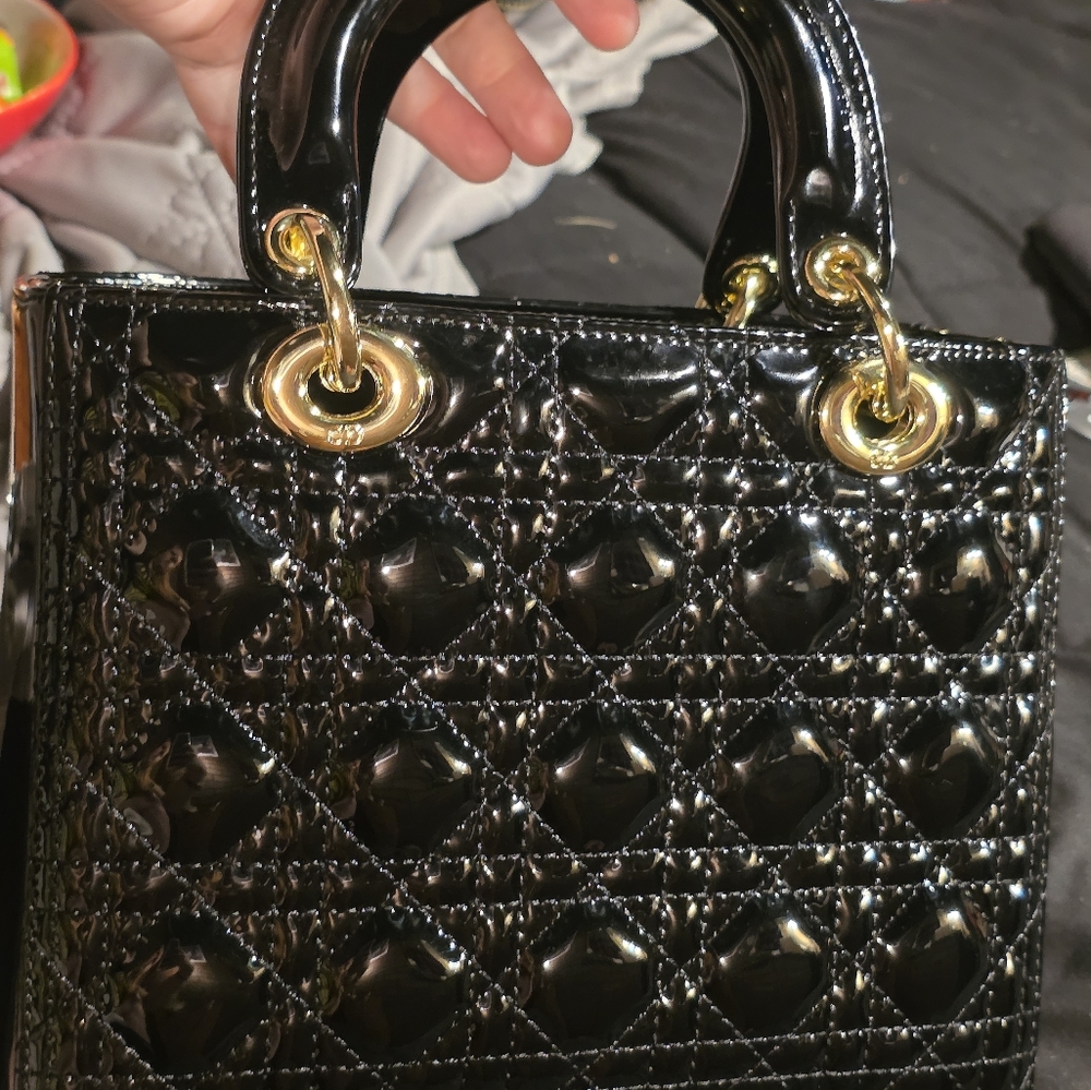 Dior Black and Gold Patent Leather Clutch - Picture 4 of 14